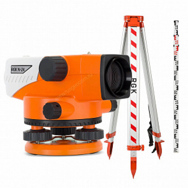 Комплект оптический нивелир RGK N-24 + штатив S6-N + рейка AMO S4 с поверкой Комплект оптический нивелир RGK N-24 + штатив S6-N + рейка AMO S4 с поверкой
