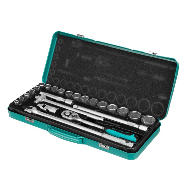 Набор торцевых головок с трещоткой 1/2", 24 предмета Stels Набор торцевых головок с трещоткой 1/2", 24 предмета Stels