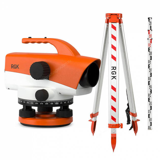 Комплект оптический нивелир RGK C-32 с поверкой + штатив S6-N + рейка AMO S4 Комплект оптический нивелир RGK C-32 с поверкой + штатив S6-N + рейка AMO S4