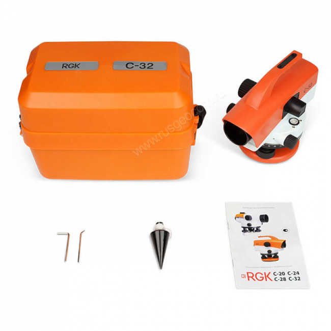 Комплект оптический нивелир RGK C-32 с поверкой + штатив S6-N + рейка AMO S4 Комплект оптический нивелир RGK C-32 с поверкой + штатив S6-N + рейка AMO S4