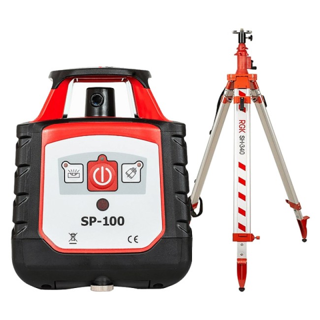 Комплект: ротационный нивелир RGK SP-100 + элевационный штатив RGK SH-340 Комплект: ротационный нивелир RGK SP-100 + элевационный штатив RGK SH-340