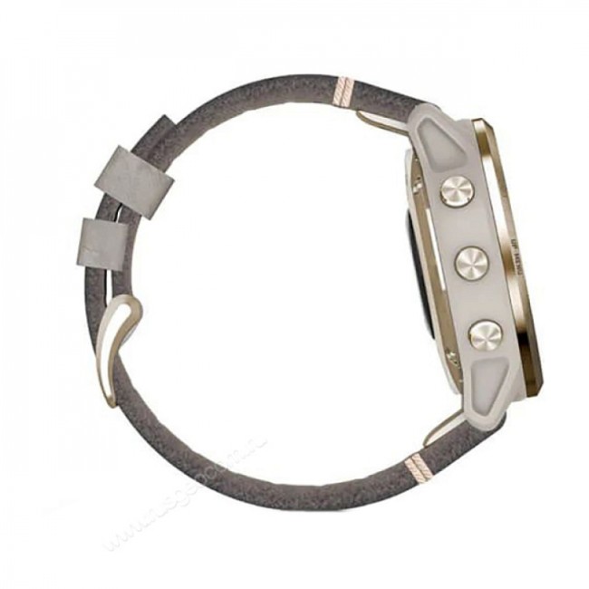 Часы Garmin Fenix 6S Pro Solar золотистый с серым замшевым ремешком Часы Garmin Fenix 6S Pro Solar золотистый с серым замшевым ремешком