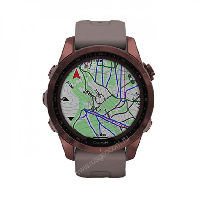 Часы Garmin Fenix 7S Sapphire Solar титановый темно-бронзовый с сланцево-серым силиконовым ремешком Часы Garmin Fenix 7S Sapphire Solar титановый темно-бронзовый с сланцево-серым силиконовым ремешком