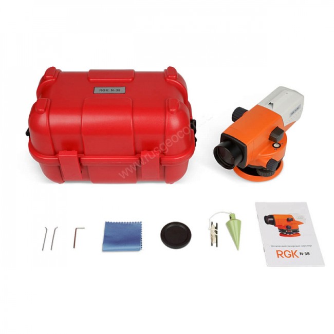 Комплект оптический нивелир RGK N-38 + штатив S6-N + рейка AMO S3 Комплект оптический нивелир RGK N-38 + штатив S6-N + рейка AMO S3