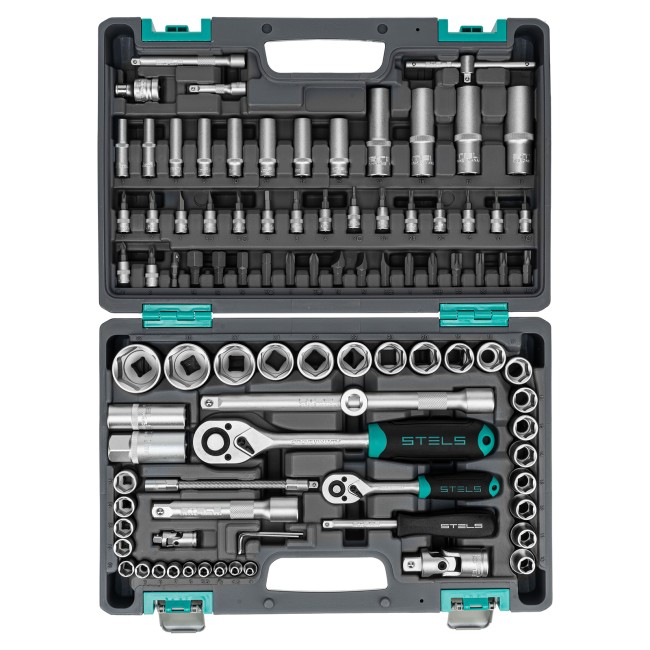 Набор инструментов 1/2", 1/4", CrV 94 предмета Stels Набор инструментов 1/2", 1/4", CrV 94 предмета Stels